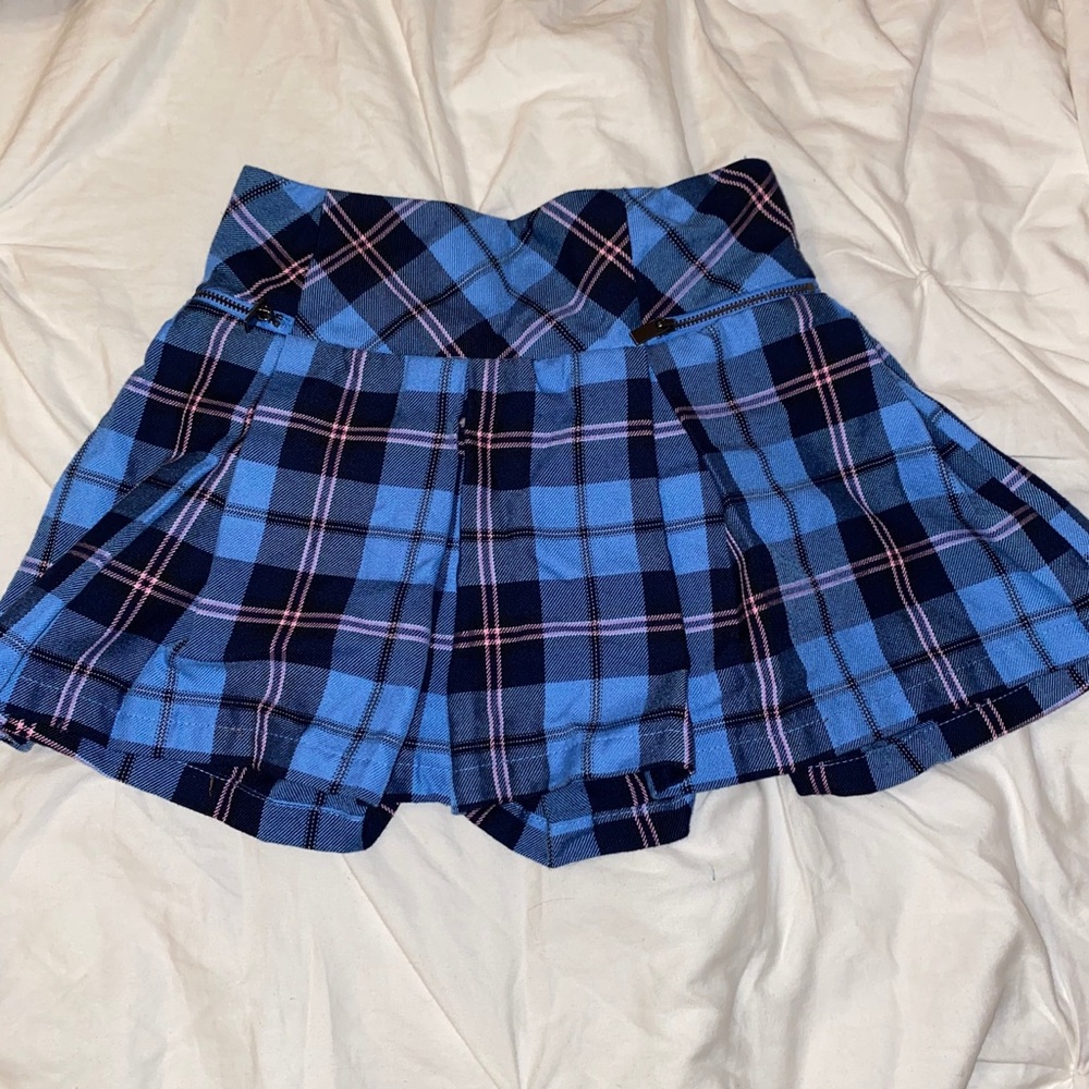 Pink/blue plaid tennis skirt y2k